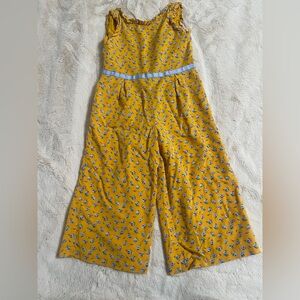 Janie and Jack girls sz 4 Yellow Floral Jumpsuit